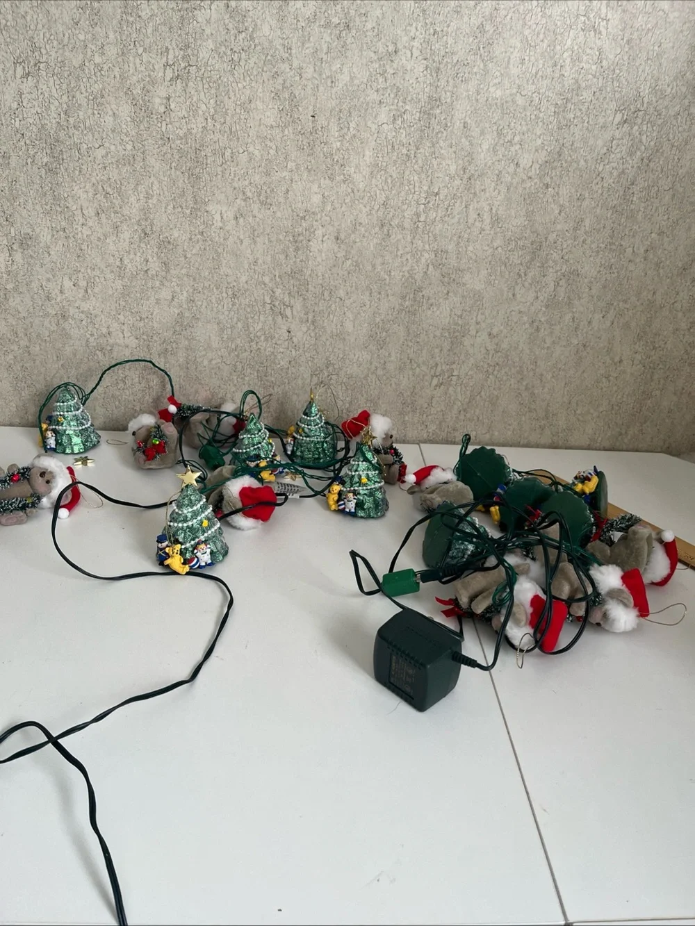 Vintage GE General Electric Christmas Lights Mouse Trees LED String 7.5 ft 2 Set